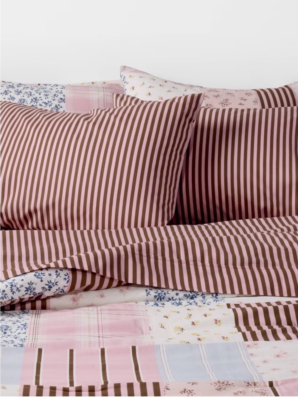 Hollister Target TWIN Percale Sheet Set Pink Brown Stripe Striped NEW IN PACKAGE